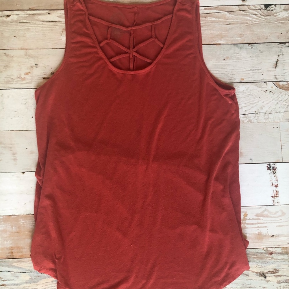 Rust Colored Tank With Strappy neckline